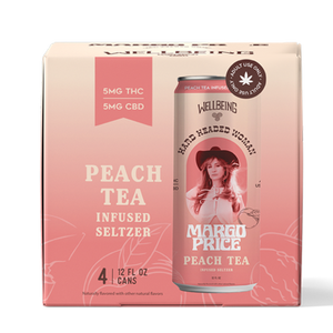 Margo Price x WellBeing 5mg THC + 5mg CBD Peach Tea Infused Seltzer